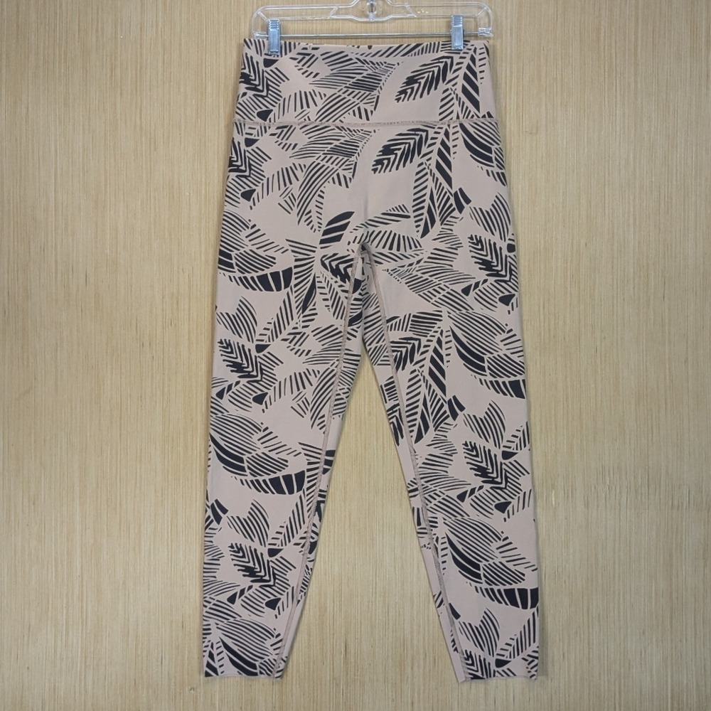 Aerie Leggings Tan Tropical‎ Leaf Print High Waisted Activewear Women's Medium